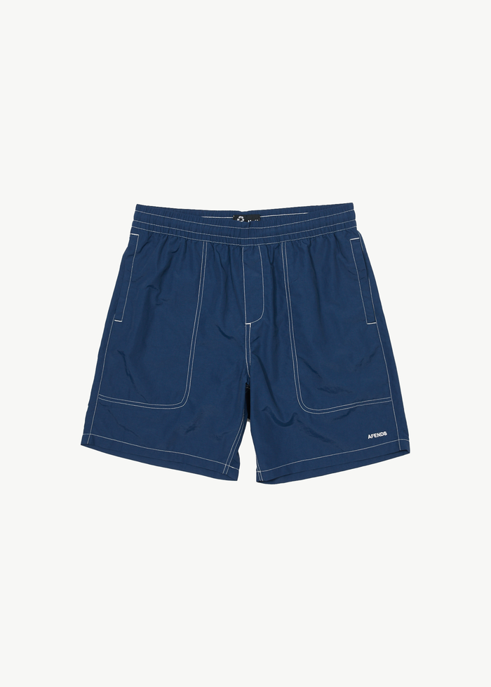 Afends Mens Baywatch - Recycled Swim Short 18" - Navy - Streetwear - Sustainable Fashion