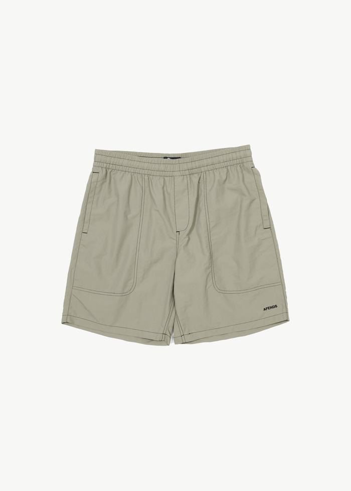 Afends Mens Baywatch - Recycled Swim Short 18" - Olive - Streetwear - Sustainable Fashion