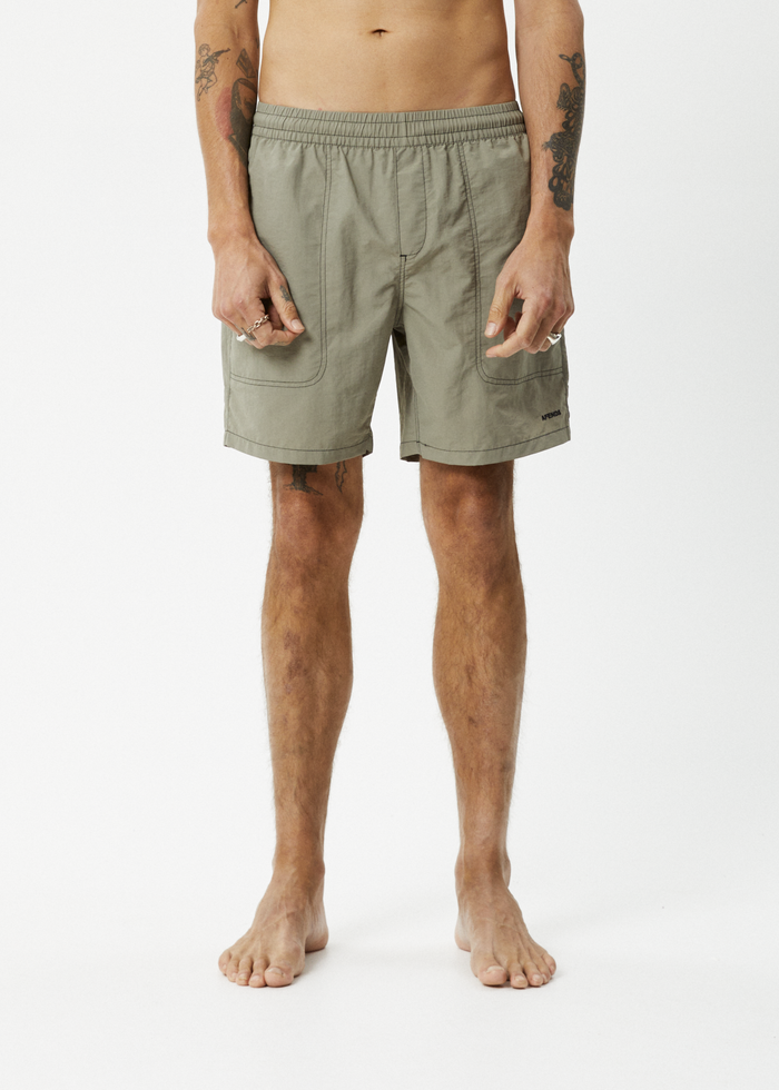 Afends Mens Baywatch - Recycled Swim Short 18" - Olive - Streetwear - Sustainable Fashion