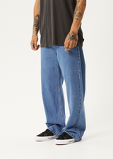 AFENDS Mens Pablo - Hemp Denim Baggy Jeans - Worn Blue - Afends mens pablo   hemp denim baggy jeans   worn blue   streetwear   sustainable fashion