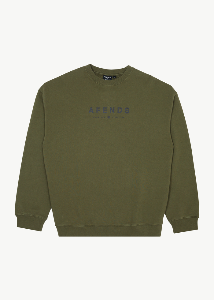 Afends Mens Thrown Out - Crew Neck - Military - Streetwear - Sustainable Fashion