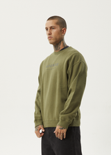 Afends Mens Thrown Out - Crew Neck - Military - Afends mens thrown out   crew neck   military   streetwear   sustainable fashion