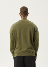 Afends Mens Thrown Out - Crew Neck - Military - Afends mens thrown out   crew neck   military   streetwear   sustainable fashion