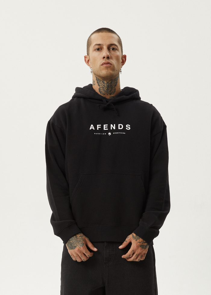 Afends Mens Thrown Out - Pull On Hood - Black - Streetwear - Sustainable Fashion
