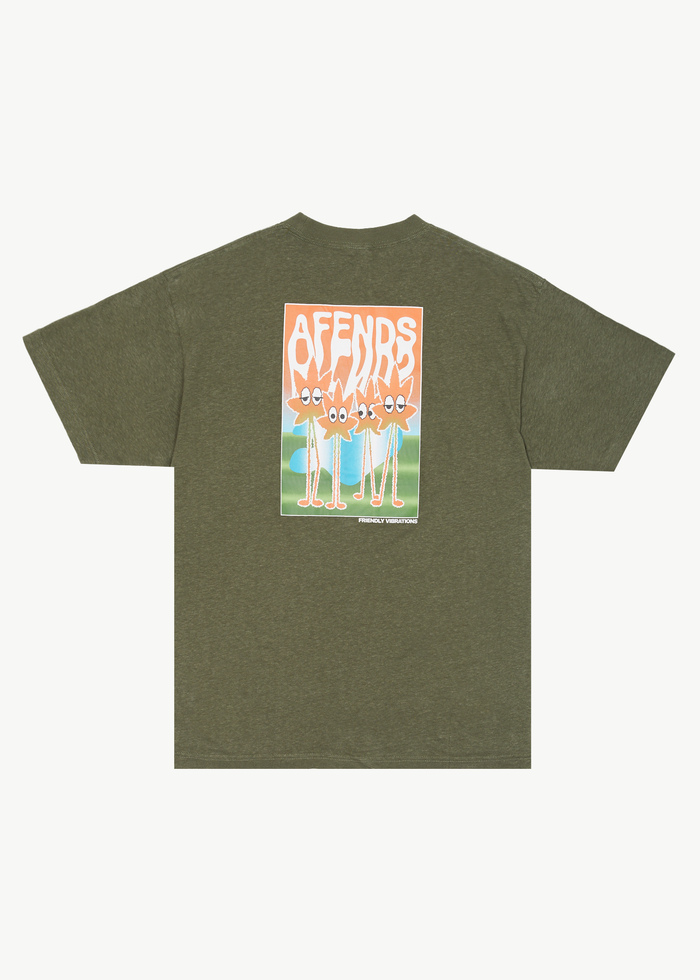 Afends Mens Vibrations - Hemp Boxy Graphic T-Shirt - Cypress - Streetwear - Sustainable Fashion