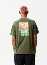 AFENDS Mens Vibrations - Boxy Graphic T-Shirt - Cypress - Afends mens vibrations   boxy graphic t shirt   cypress   streetwear   sustainable fashion