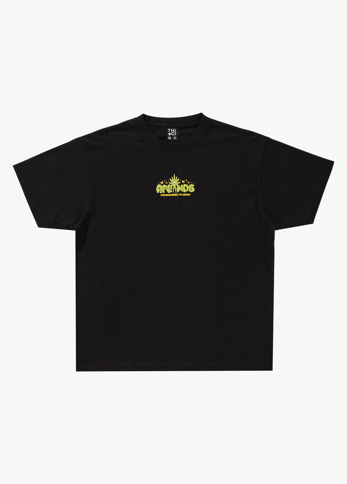 Afends Mens Programmed - Hemp Boxy Graphic Logo T-Shirt - Black - Streetwear - Sustainable Fashion