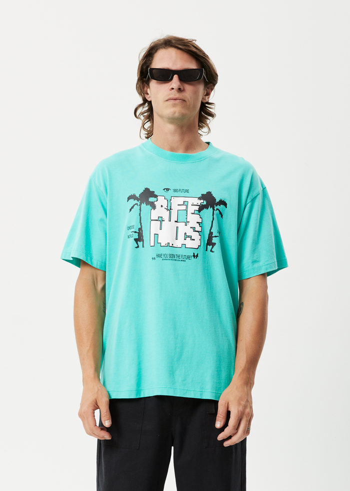 Afends Mens Choose Life - Recycled Boxy Graphic T-Shirt - Jade - Streetwear - Sustainable Fashion