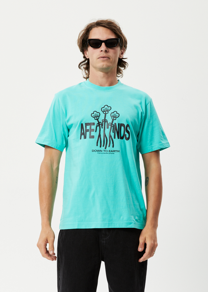 Afends Mens Grooves - Recycled Retro Graphic T-Shirt - Jade - Streetwear - Sustainable Fashion