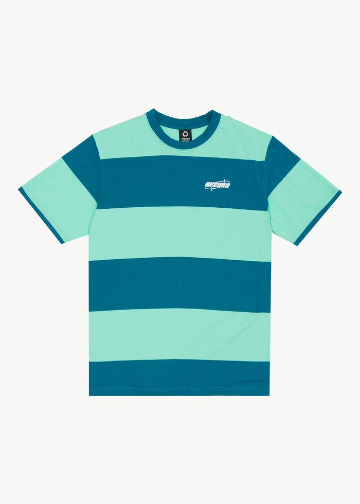 Afends Mens Continual - Recycled Retro Graphic Logo T-Shirt - Jade Stripe - Streetwear - Sustainable Fashion