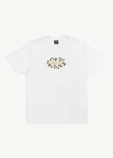 Afends Mens Bloom - Recycled Retro Graphic Logo T-Shirt - White - Afends mens bloom   recycled retro graphic logo t shirt   white   streetwear   sustainable fashion