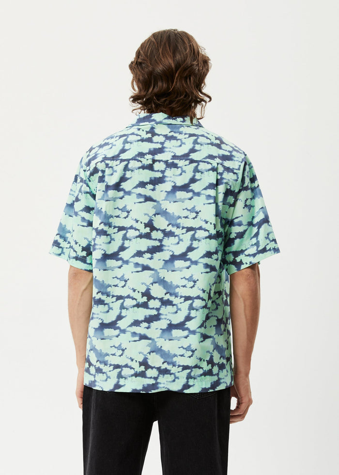 Afends Mens Liquid - Recycled Cuban Short Sleeve Shirt - Jade Floral - Streetwear - Sustainable Fashion