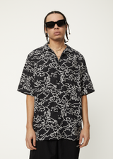 Afends Mens Script - Recycled Cuban Short Sleeve Shirt - Black Camo - Afends mens script   recycled cuban short sleeve shirt   black camo   streetwear   sustainable fashion
