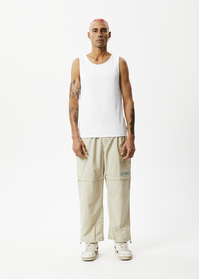 Afends Mens Antimatter - Recycled Zip Off Spray Pants - Cement - Streetwear - Sustainable Fashion