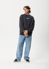 AFENDS Mens World - Crew Neck Jumper - Charcoal - Afends mens world   crew neck jumper   charcoal   streetwear   sustainable fashion