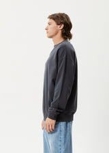 Afends Mens World - Recycled Crew Neck Jumper - Charcoal - Afends mens world   recycled crew neck jumper   charcoal   streetwear   sustainable fashion