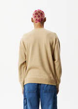 Afends Mens Bloom - Recycled Crew Neck Jumper - Tan - Afends mens bloom   recycled crew neck jumper   tan   streetwear   sustainable fashion