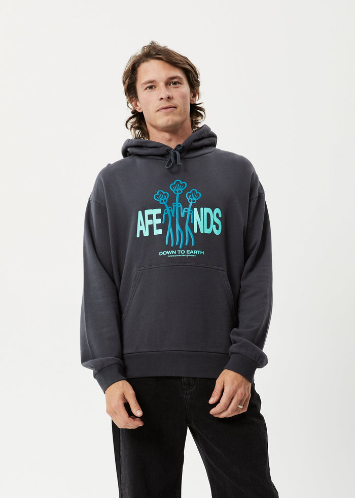Afends Mens Grooves - Recycled Hoodie - Charcoal - Streetwear - Sustainable Fashion