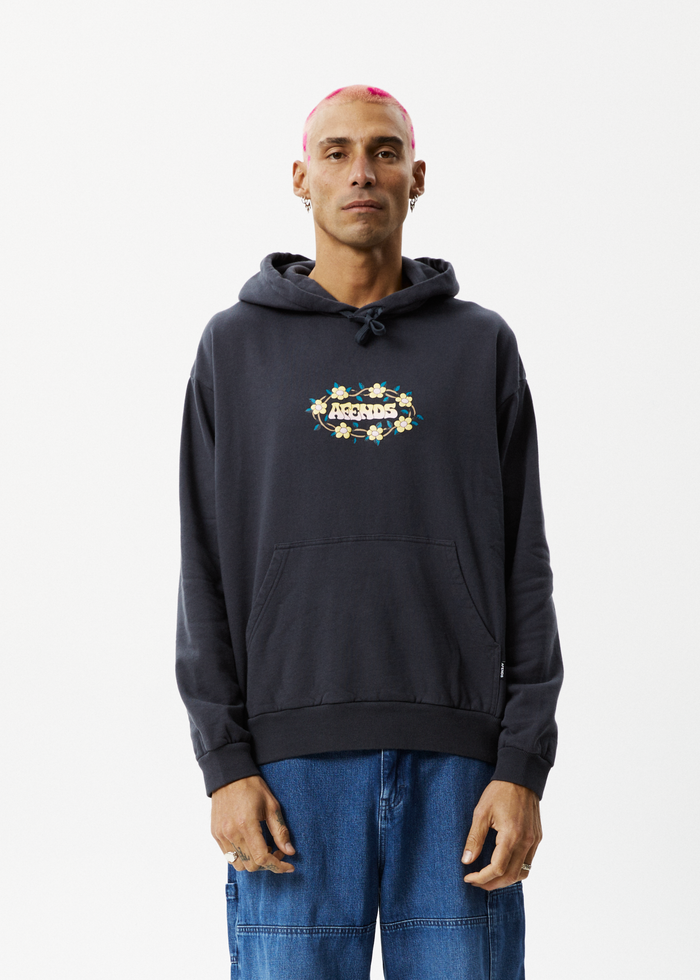Afends Mens Bloom - Recycled Hoodie - Charcoal - Streetwear - Sustainable Fashion