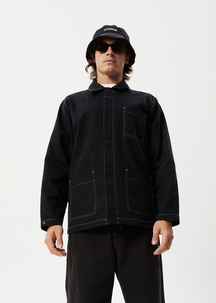 Afends Mens Diggers - Recycled Workwear Jacket - Black - Streetwear - Sustainable Fashion