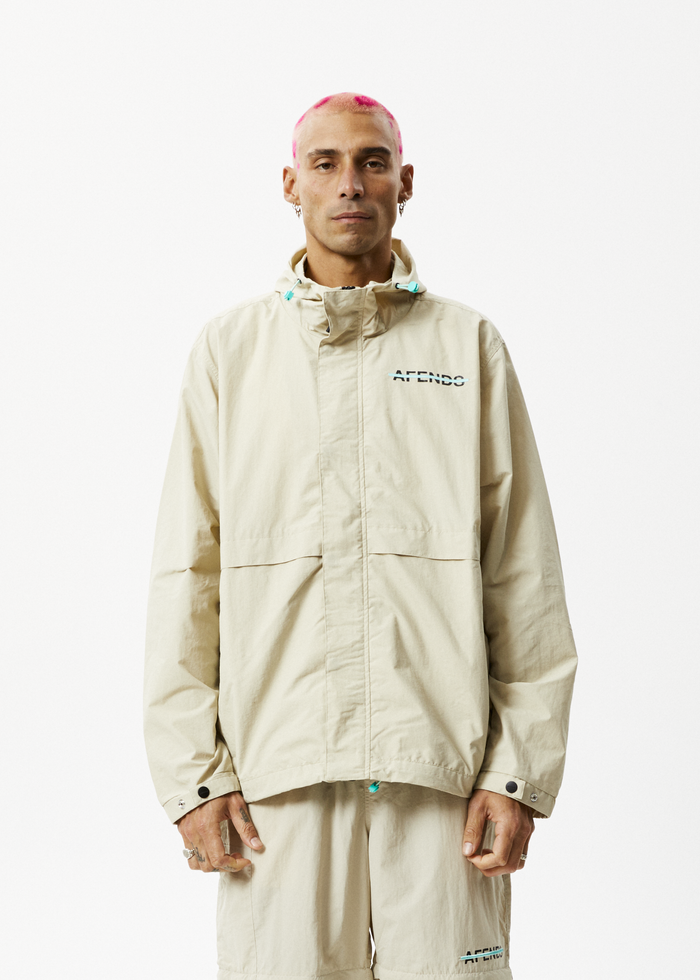 Afends Mens Antimatter - Recycled Spray Jacket - Cement - Streetwear - Sustainable Fashion