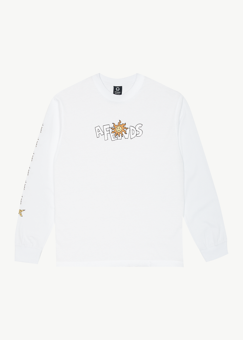 Afends Mens Sunshine - Long Sleeve Graphic T-Shirt - White