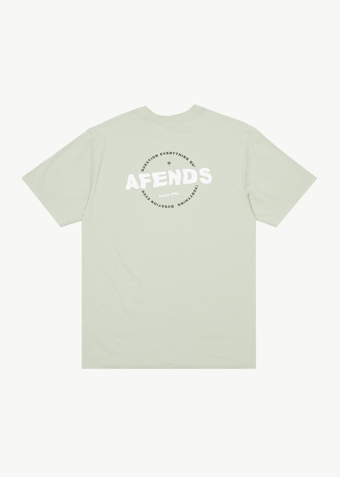 AFENDS Mens Questions - Graphic Retro T-Shirt - Eucalyptus - Streetwear - Sustainable Fashion