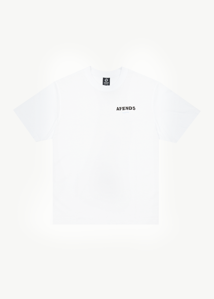 AFENDS Mens Questions - Graphic Retro T-Shirt - White - Streetwear - Sustainable Fashion