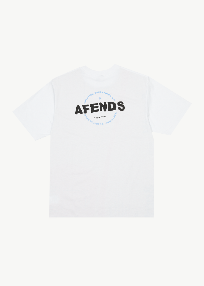 AFENDS Mens Questions - Graphic Retro T-Shirt - White - Streetwear - Sustainable Fashion