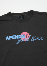 AFENDS Mens Good Times - Graphic Boxy  T-Shirt - Stone Black - Afends mens good times   graphic boxy  t shirt   stone black   streetwear   sustainable fashion