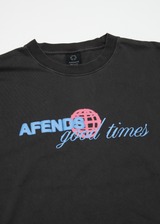 AFENDS Mens Good Times - Graphic Boxy T-Shirt - Stone Black - Afends mens good times   graphic boxy t shirt   stone black   streetwear   sustainable fashion