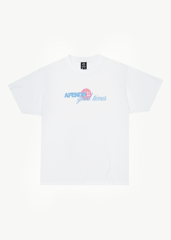 Afends Mens Good Times - Graphic Boxy  T-Shirt - White - Streetwear - Sustainable Fashion