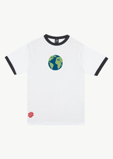 AFENDS Mens World - Graphic Ringer T-Shirt - White - Afends mens world   graphic ringer t shirt   white   streetwear   sustainable fashion