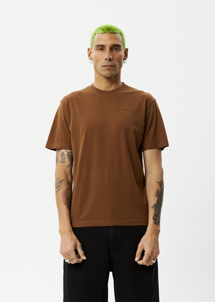 Afends Mens Outside - Graphic Retro  T-Shirt - Toffee - Streetwear - Sustainable Fashion