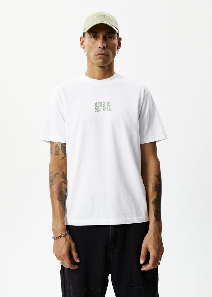 AFENDS Mens Limits - Graphic Retro T-Shirt - White - Streetwear - Sustainable Fashion