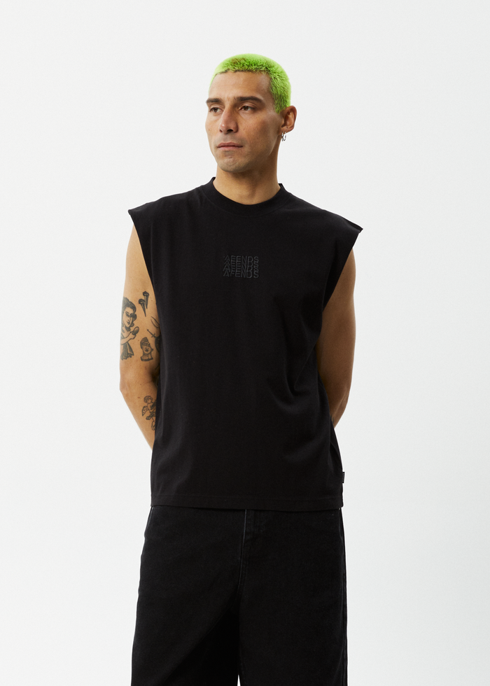 AFENDS Mens Limits - Graphic Sleeveless T-Shirt - Black - Streetwear - Sustainable Fashion