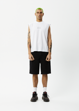 AFENDS Mens Limits - Graphic Sleeveless T-Shirt - White - Afends mens limits   graphic sleeveless t shirt   white   streetwear   sustainable fashion