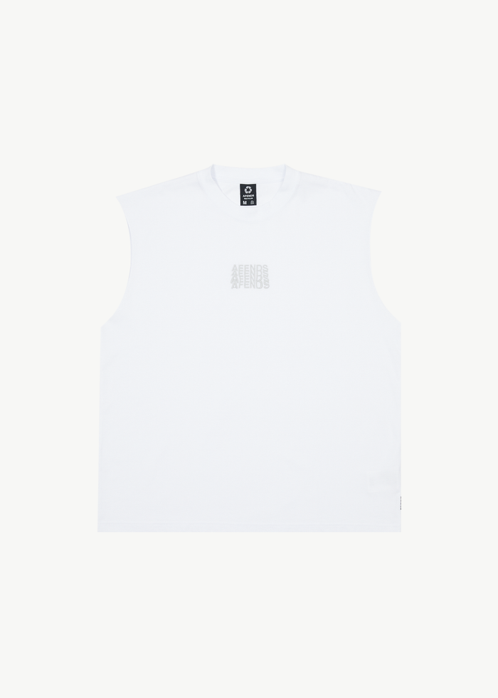 AFENDS Mens Limits - Graphic Sleeveless T-Shirt - White - Streetwear - Sustainable Fashion