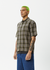 Afends Mens Check Out -  Short Sleeve Shirt - Military Check - Afends mens check out    short sleeve shirt   military check   streetwear   sustainable fashion