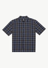 Afends Mens Check Out -  Short Sleeve Shirt - Navy Check - Afends mens check out    short sleeve shirt   navy check   streetwear   sustainable fashion