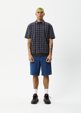 Afends Mens Check Out -  Short Sleeve Shirt - Navy Check - Afends mens check out    short sleeve shirt   navy check   streetwear   sustainable fashion