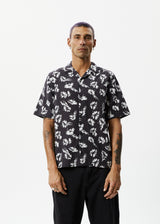 Afends Mens Hibiscus -  Cuban Shirt - Black - Afends mens hibiscus    cuban shirt   black   streetwear   sustainable fashion