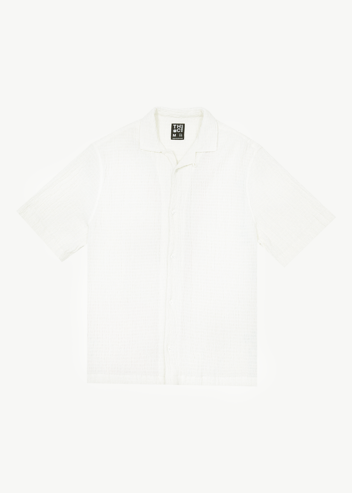 Afends Mens Calm -  Cuban Short Sleeve Shirt - White - Streetwear - Sustainable Fashion