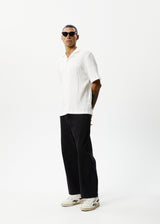 AFENDS Mens Calm -  Cuban Short Sleeve Shirt - White - Afends mens calm    cuban short sleeve shirt   white   streetwear   sustainable fashion