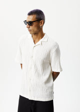 Afends Mens Calm -  Cuban Short Sleeve Shirt - White - Afends mens calm    cuban short sleeve shirt   white   streetwear   sustainable fashion