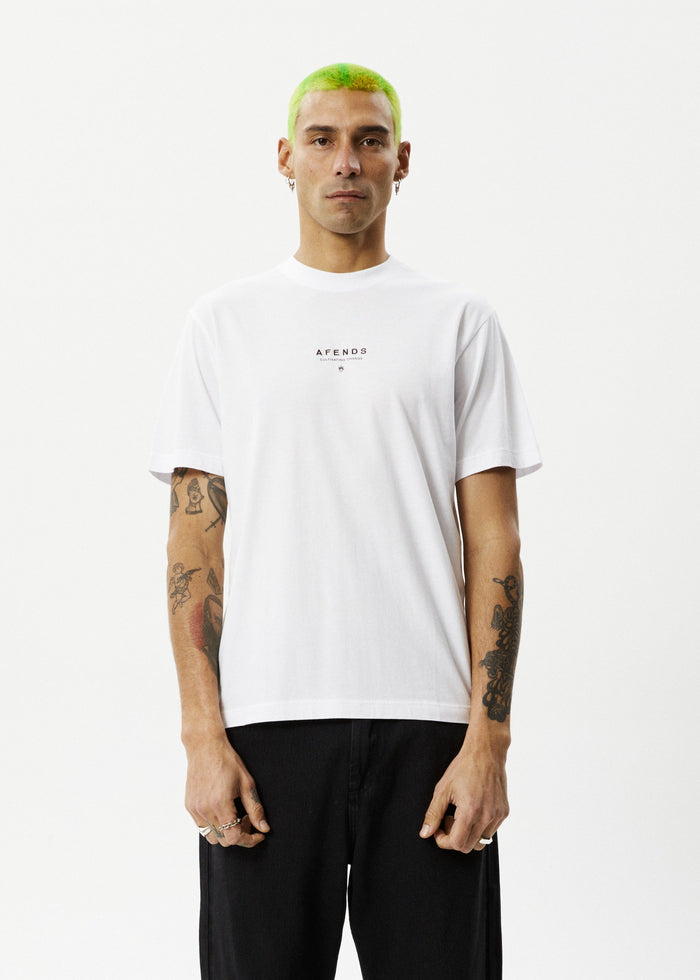 Afends Mens Space - Retro Fit Tee - White - Streetwear - Sustainable Fashion