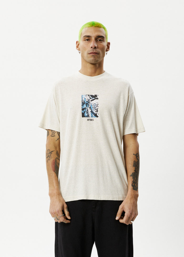 Afends Mens Dossy - Boxy Fit Tee - Moonbeam - Streetwear - Sustainable Fashion