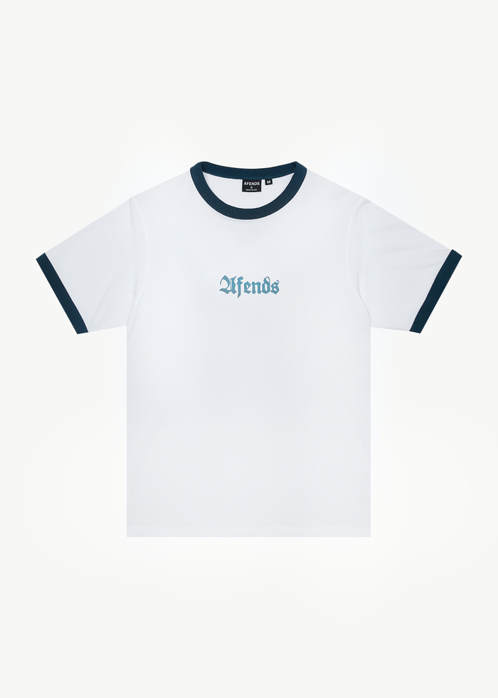 AFENDS Mens Interstellar - Ringer Tee - White - Streetwear - Sustainable Fashion