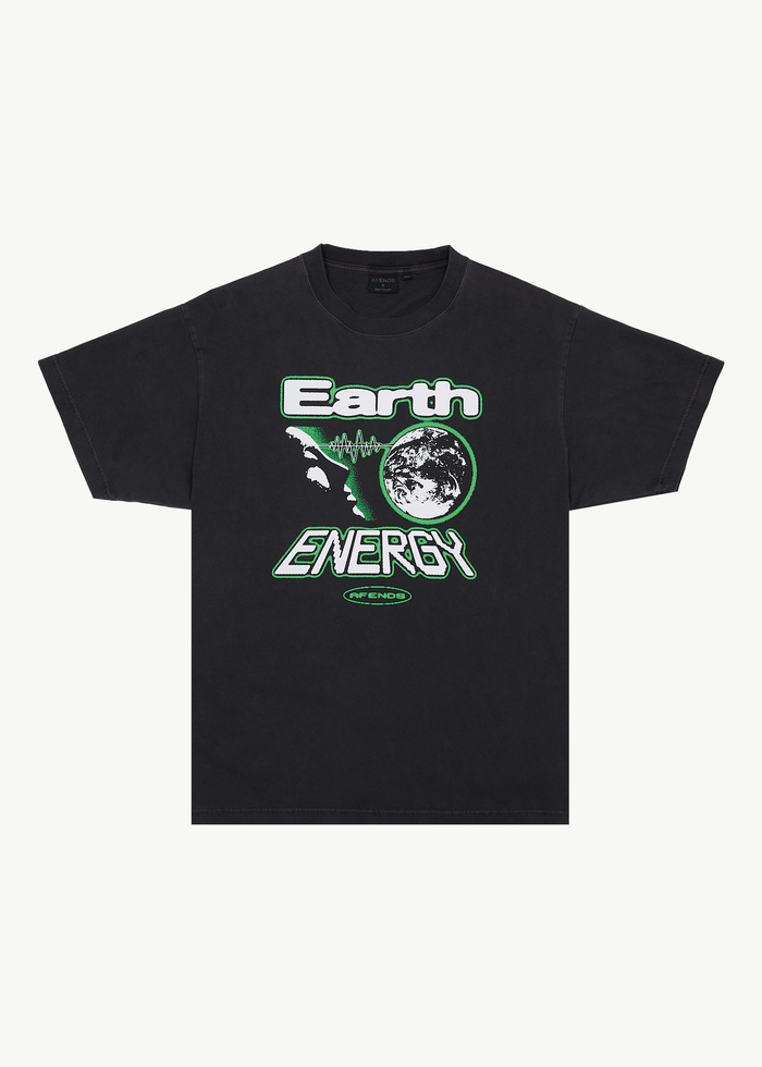 Afends Mens Earth Energy - Boxy Fit Tee - Stone Black - Streetwear - Sustainable Fashion