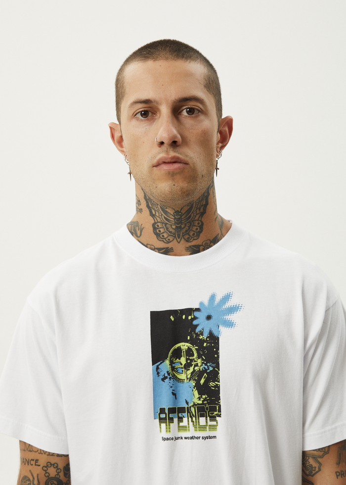 Afends Mens Space Junk - Boxy Fit Tee - White - Streetwear - Sustainable Fashion